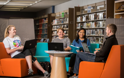 Pathways to College and the Workforce student discussion in library